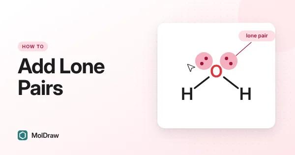 Water molecule drawn with two lone pairs of electrons on the oxygen atom, one labelled lone pair