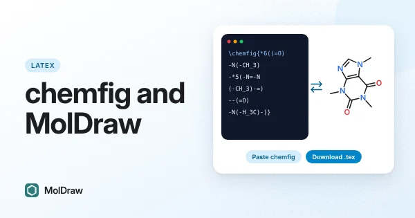 Codice chemfig e il relativo disegno in MolDraw