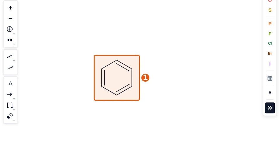 A benzene ring drawn on the MolDraw canvas