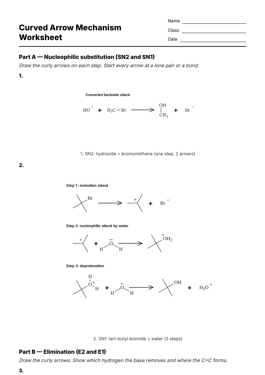 Preview of the Curved Arrow Mechanism Worksheet