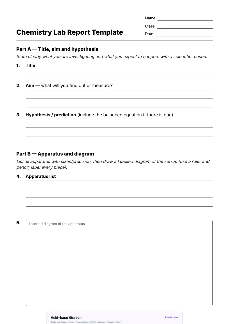 Preview of the Chemistry Lab Report Template