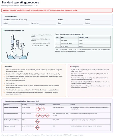 SOP: LiAlH₄ quench (Fieser) template preview