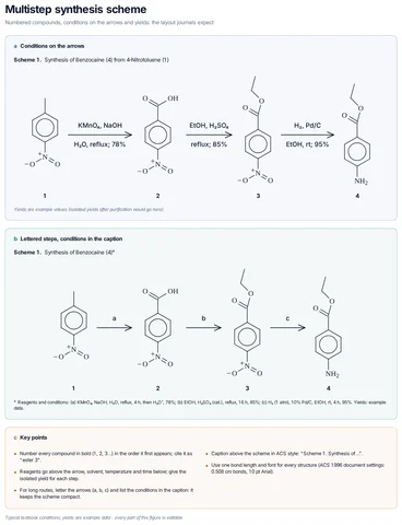 Multistep synthesis scheme template preview