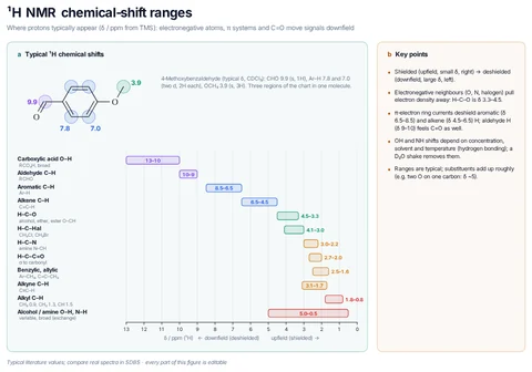 ¹H NMR chemical-shift ranges template preview