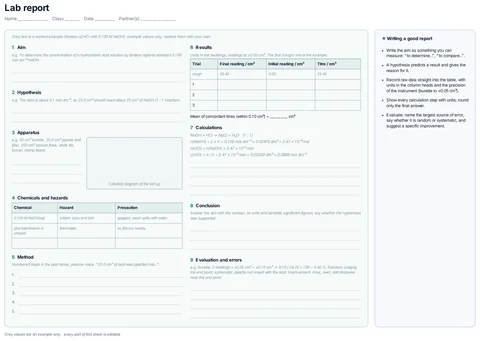 Lab report template template preview